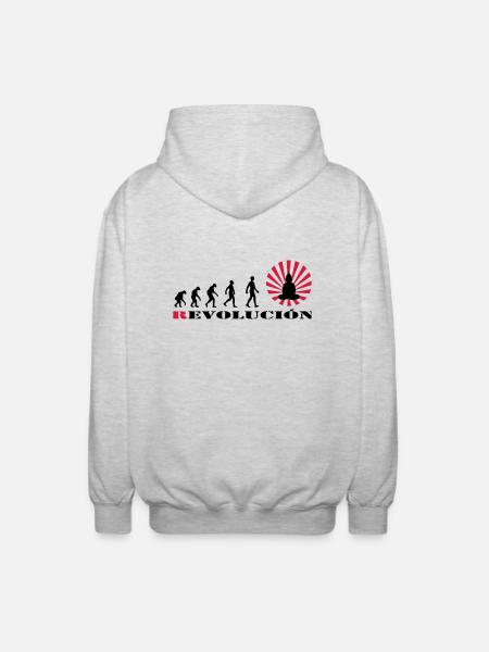 r-evolution, Evolution, darvin, revolution, Buddha - Unisex Kapuzenjacke - Hellgrau meliert