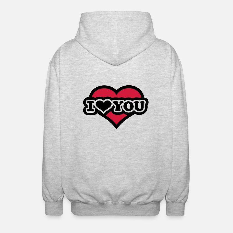 I love you - Unisex Kapuzenjacke - Hellgrau meliert
