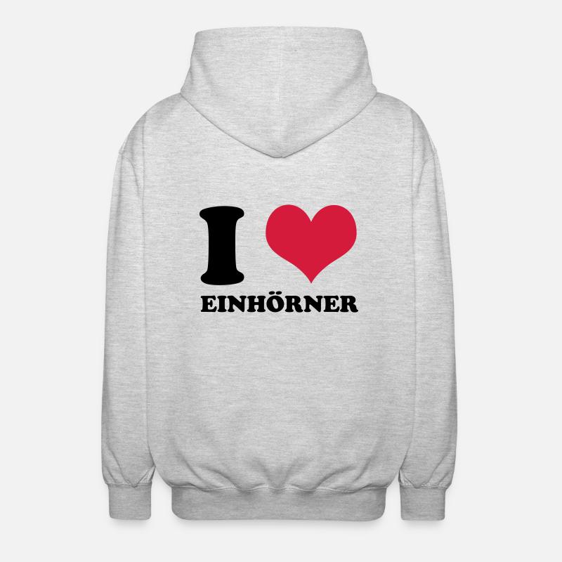 I Love Einhörner - Unisex Kapuzenjacke - Hellgrau meliert