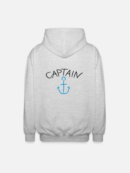 Captain Anchor Comic Logo - Unisex Hooded Jacket - light heather grey