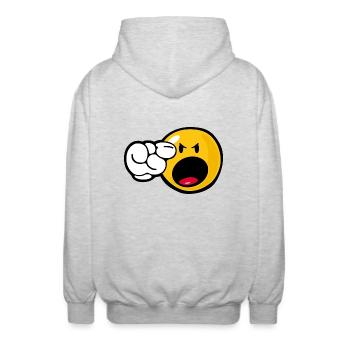 Smiley Angry - Unisex Kapuzenjacke - Hellgrau meliert - Hinten - AI Model Male 185 light (185cm)