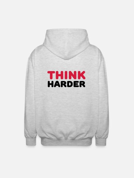 Think harder - Veste à capuche unisexe - gris clair chiné