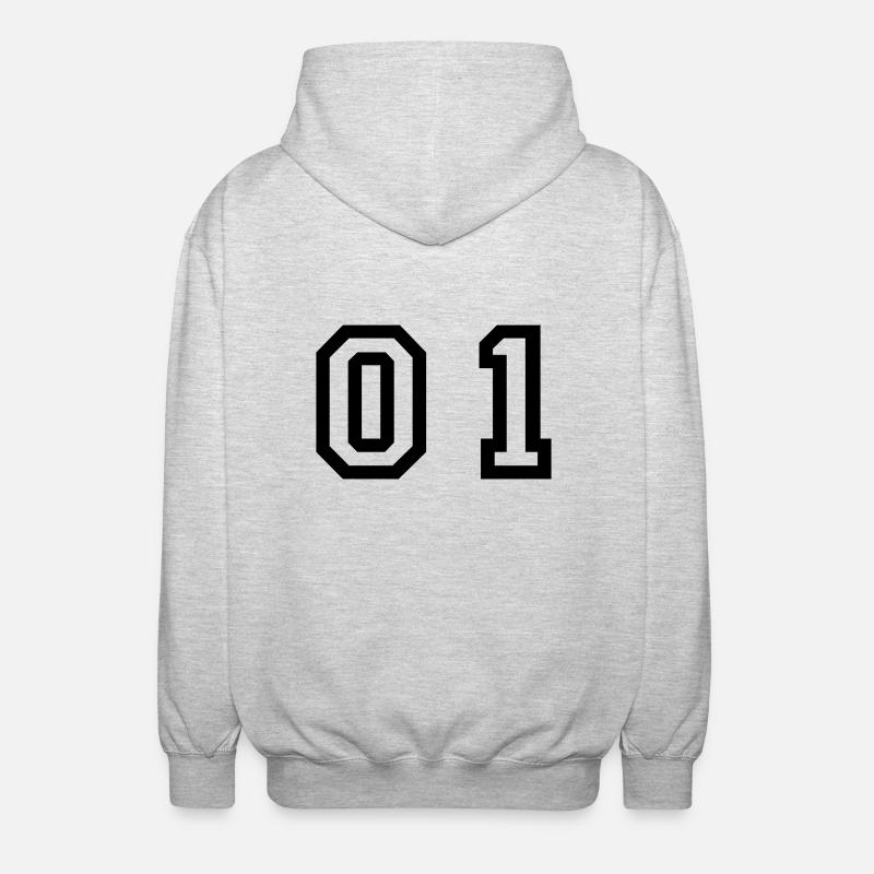 number - 01 - zero one - Unisex Hooded Jacket - light heather grey