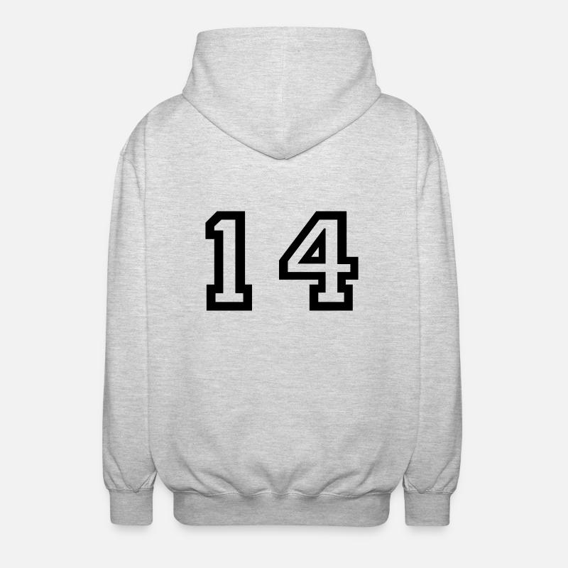 Nummer - 14 - vierzehn - Unisex Kapuzenjacke - Hellgrau meliert