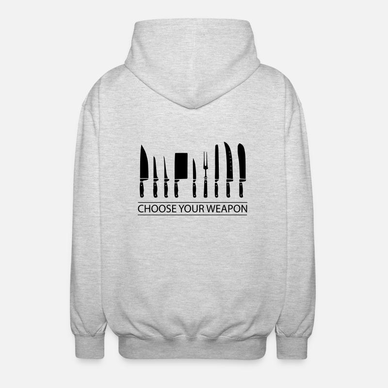 Beruf Koch Messer Geschenk - Unisex Kapuzenjacke - Hellgrau meliert