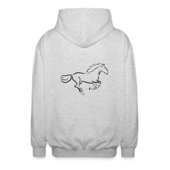 galloping horse Stallion Mare drawing - Unisex Hooded Jacket - light heather grey - Back - AI Model Male 185 light (185cm)