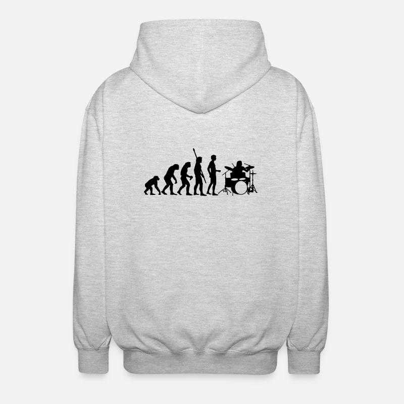 evolution_drummer_b_1c - Unisex Hooded Jacket - light heather grey