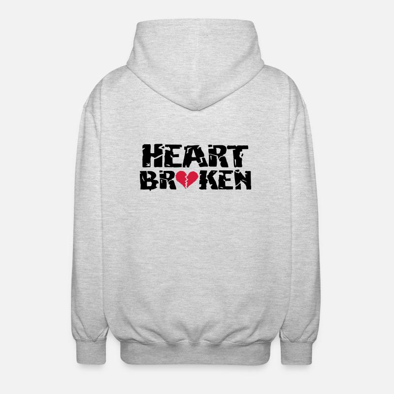 Herz <3Broken - Unisex Kapuzenjacke - Hellgrau meliert