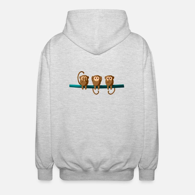 3 bébés singes - Veste à capuche unisexe - gris clair chiné
