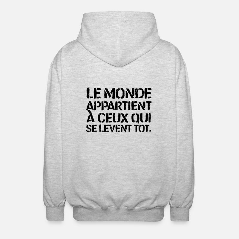 Citation - Le Monde - Veste à capuche unisexe - gris clair chiné