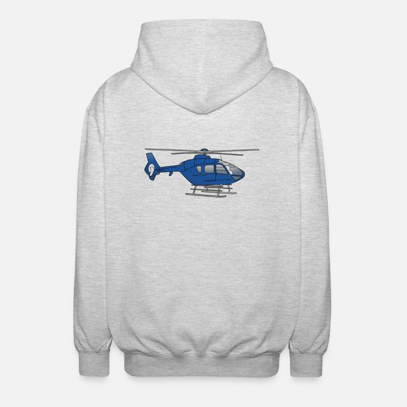 Blauer Hubschrauber Helikopter - Unisex Kapuzenjacke - Hellgrau meliert