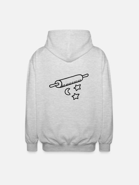 Plätzchen backen - Nudelholz - Unisex Kapuzenjacke - Hellgrau meliert