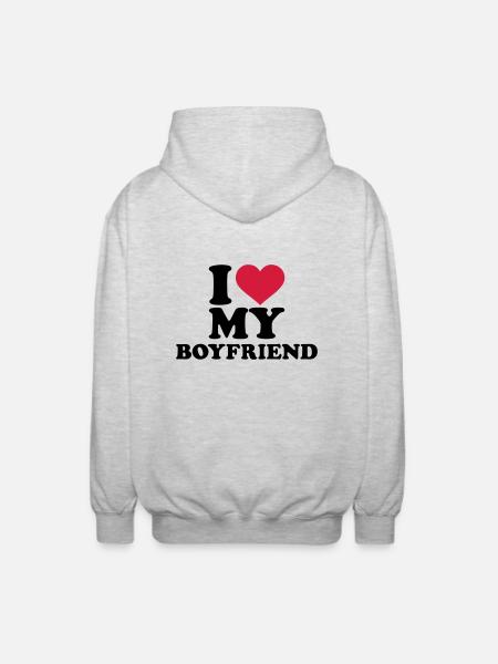 I love my boyfriend - Unisex-hettejakke - lysgrå melert
