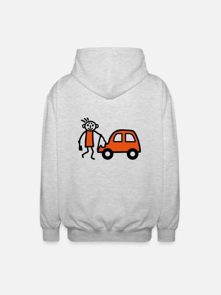Strichmännchen Autowäsche - V2 - Unisex Kapuzenjacke - Hellgrau meliert