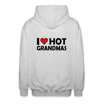 I love hot grannies - Unisex Hooded Jacket - light heather grey - Back - AI Model Male 185 light (185cm)