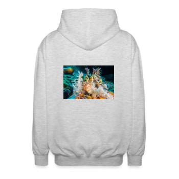 Scorpionfisch - Unisex Kapuzenjacke - Hellgrau meliert - Hinten - AI Model Male 185 light (185cm)