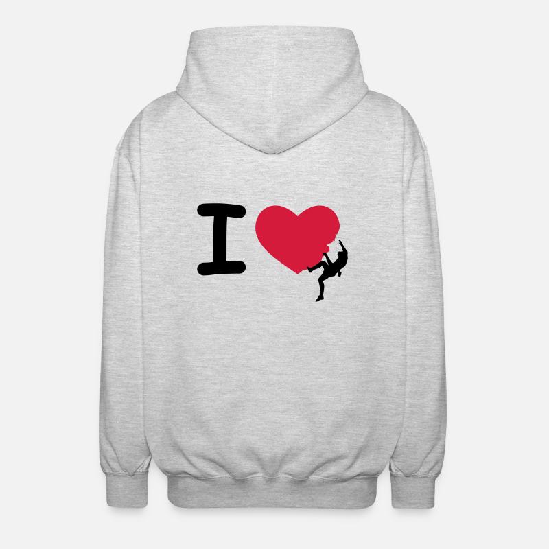 I love klettern - Unisex Kapuzenjacke - Hellgrau meliert