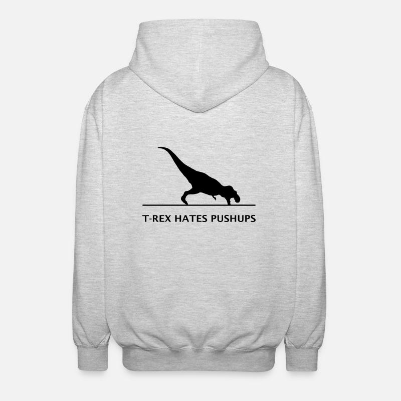 T-rex hates pushups - Unisex Kapuzenjacke - Hellgrau meliert