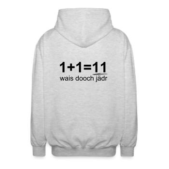 1+1 Mathe lustiger Spruch Dumme Sprüche Schule fun - Unisex Kapuzenjacke - Hellgrau meliert - Hinten - AI Model Male 185 light (185cm)