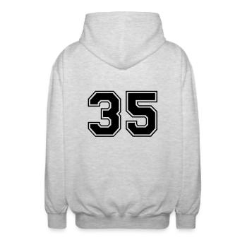 35 - Unisex Kapuzenjacke - Hellgrau meliert - Hinten - AI Model Male 185 light (185cm)