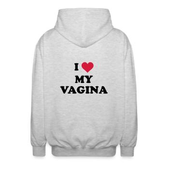i love my vagina - Veste à capuche unisexe - gris clair chiné - Dos - AI Model Male 185 light (185cm)