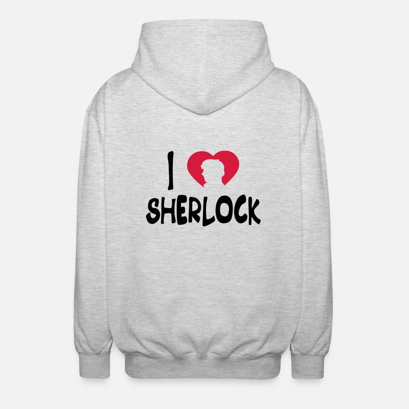 j'aime sherlock - Veste à capuche unisexe - gris clair chiné