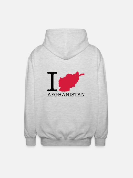 i_love_afghanistan_design_r2 - Unisex Kapuzenjacke - Hellgrau meliert