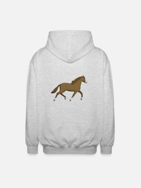 horse brown - Unisex Hooded Jacket - light heather grey