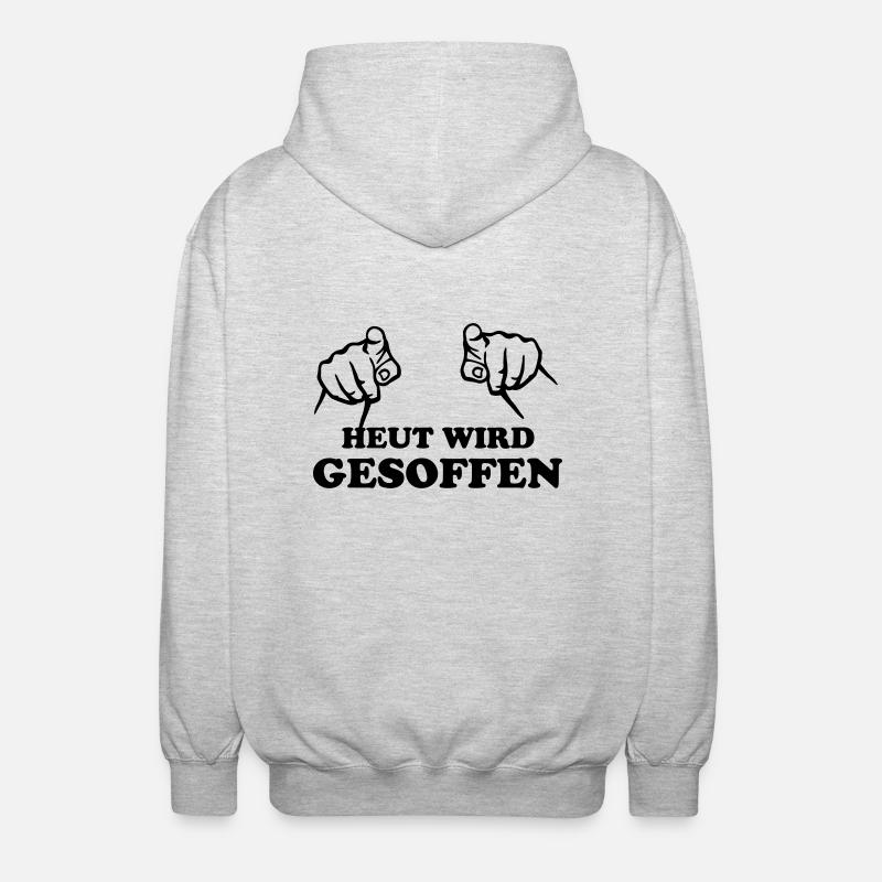 heut_wird_gesoffen; saufen! - Unisex Kapuzenjacke - Hellgrau meliert