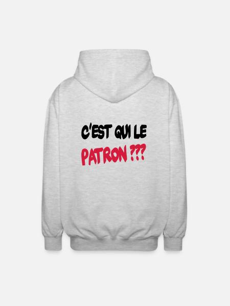 C'est qui le patron ? - Unisex Kapuzenjacke - Hellgrau meliert