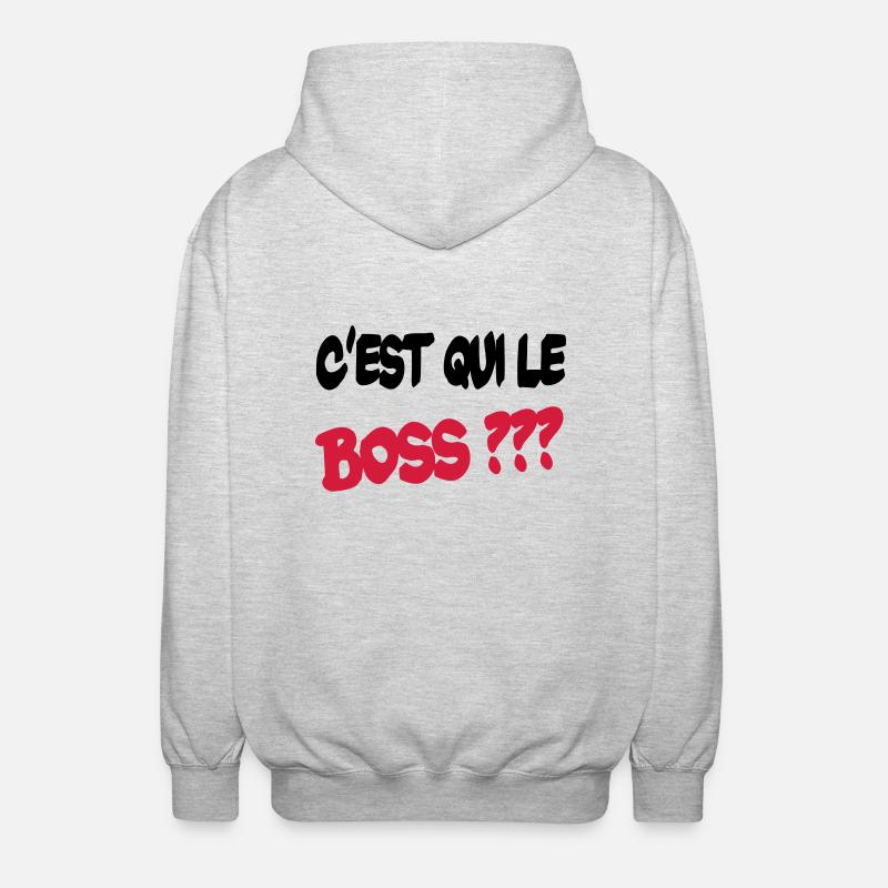 C'est qui le boss ? - Unisex Kapuzenjacke - Hellgrau meliert
