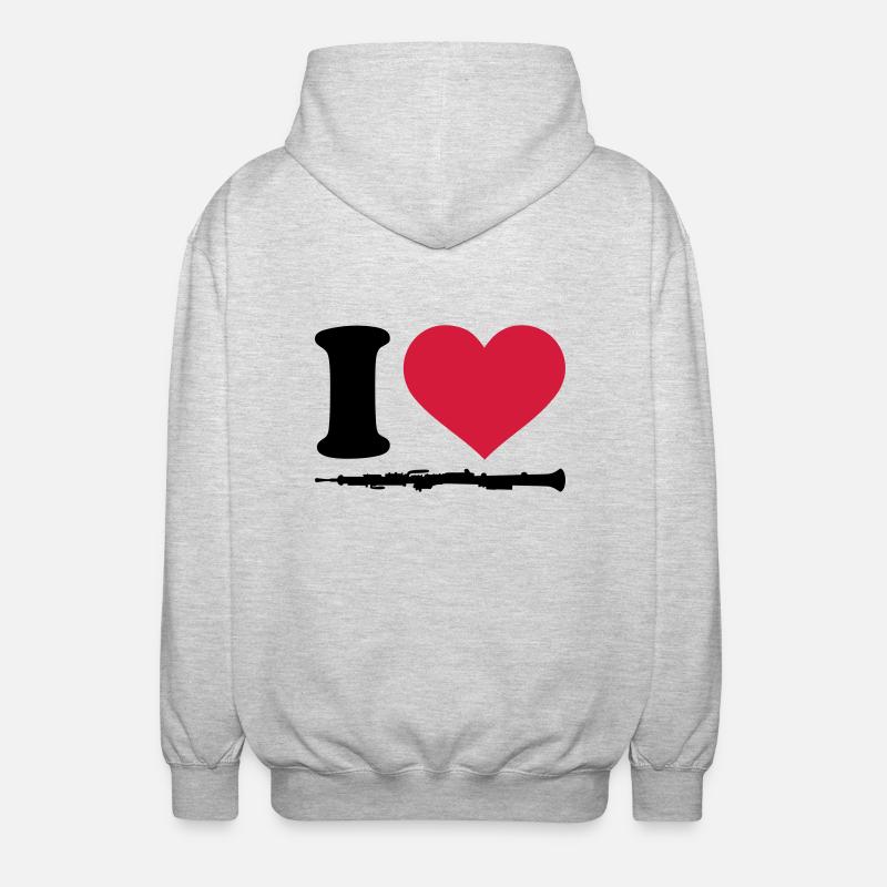 I love Oboe - Unisex Hooded Jacket - light heather grey