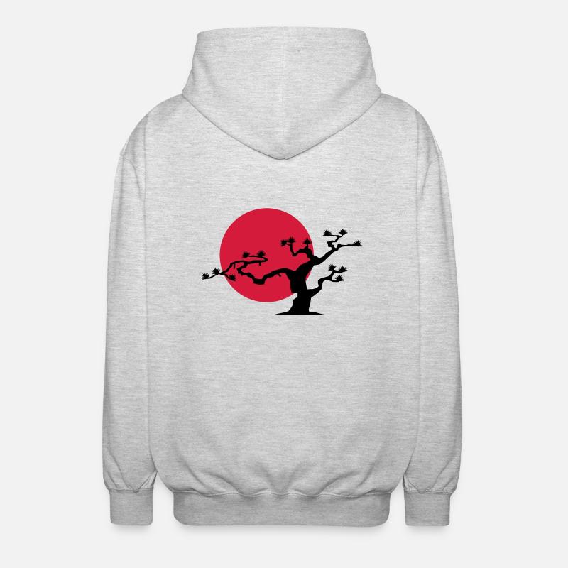 japanischer_baum - Unisex Kapuzenjacke - Hellgrau meliert