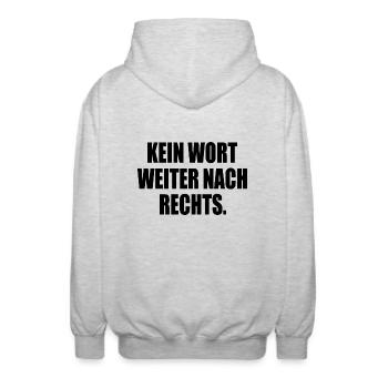 kein wort weiter nach rechts - Unisex Kapuzenjacke - Hellgrau meliert - Hinten - AI Model Male 185 light (185cm)