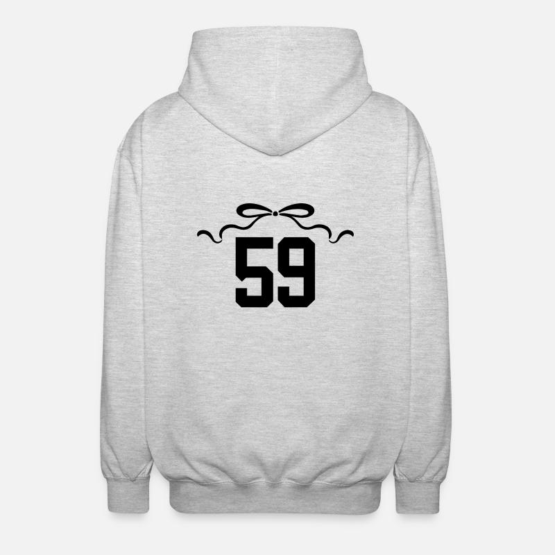 Numéro 59 noeud - 59e anniversaire - Veste à capuche unisexe - gris clair chiné