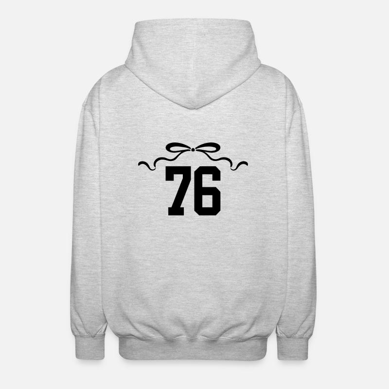 Numéro 76 noeud - 76e anniversaire - Veste à capuche unisexe - gris clair chiné
