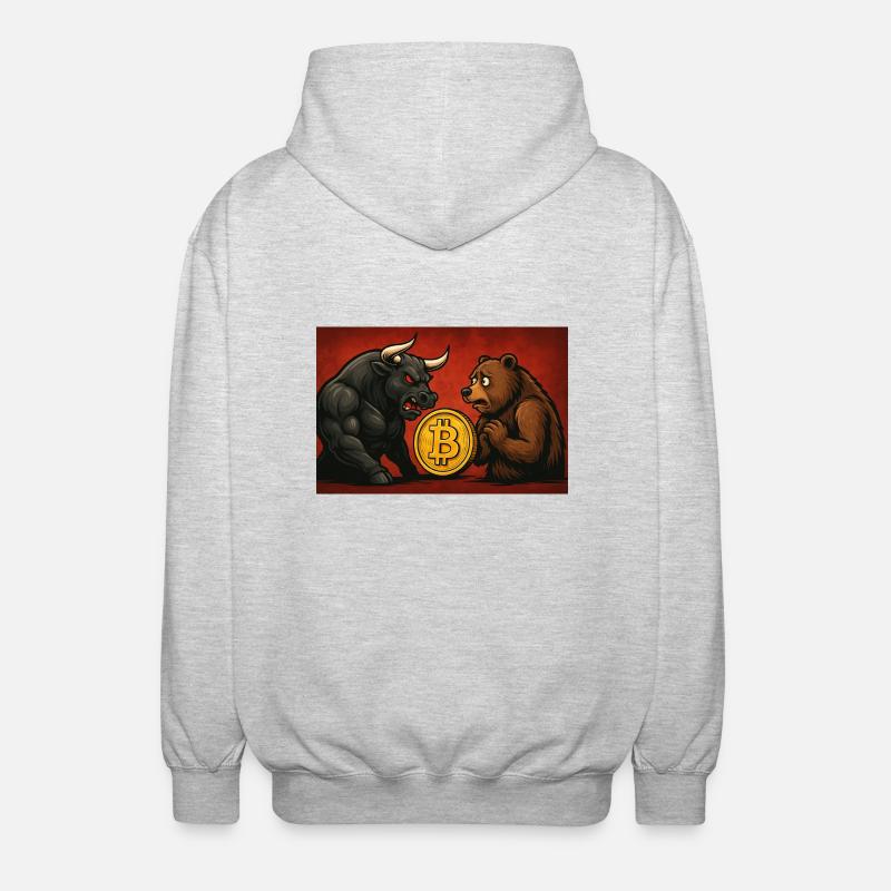 Bitcoin Bull vs. Bear - Unisex Kapuzenjacke - Hellgrau meliert