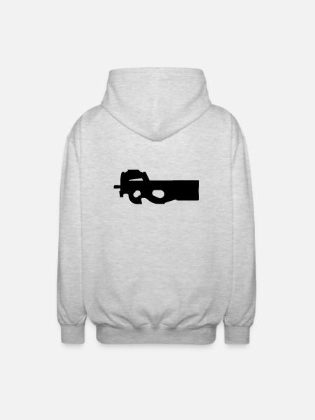 Waffe - P90 - Unisex Kapuzenjacke - Hellgrau meliert