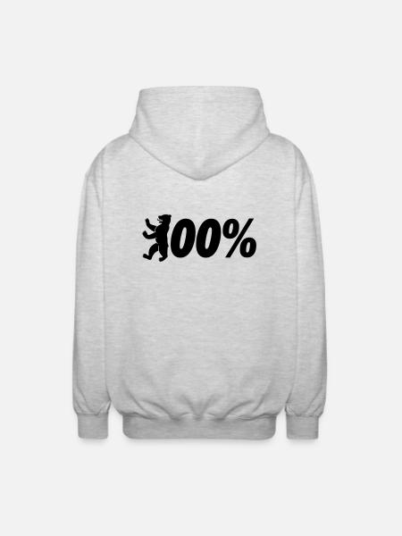 100% Berlin - Unisex Kapuzenjacke - Hellgrau meliert