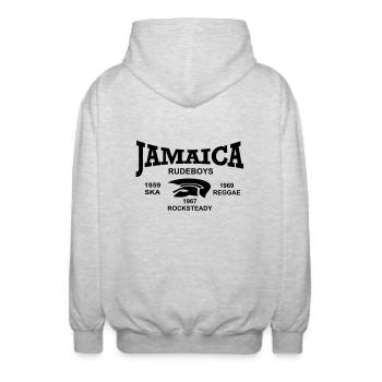 jamaica trojan rudeboys - Veste à capuche unisexe - gris clair chiné - Dos - AI Model Male 185 light (185cm)