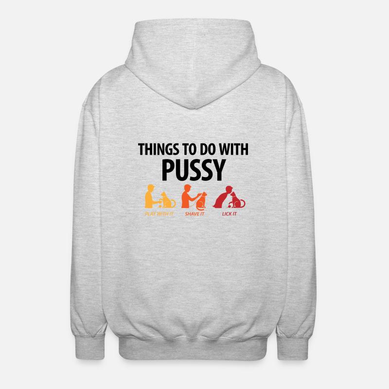 Things that you can do with a pussy. - Unisex Hooded Jacket - light heather grey