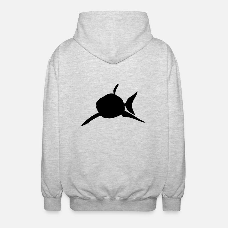 requin shark silhouette ombre shadow2 - Veste à capuche unisexe - gris clair chiné