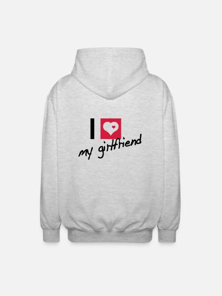 i love my girlfriend - Unisex Hooded Jacket - light heather grey