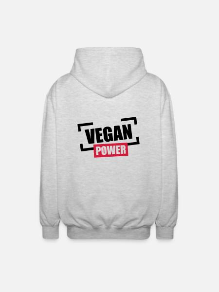 Vegan Power Stempel Logo - Unisex Hooded Jacket - light heather grey