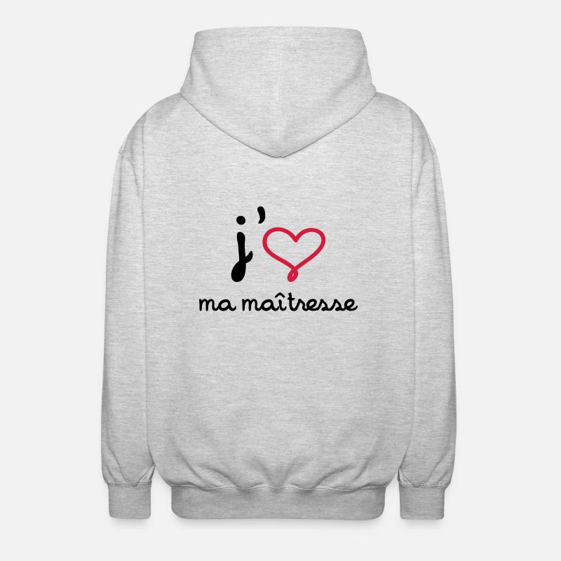 J'aime ma maîtresse ! - Veste à capuche unisexe - gris clair chiné