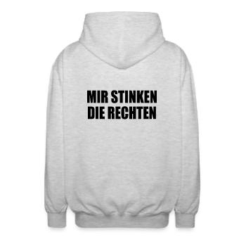 mir stinken die rechten - Unisex Kapuzenjacke - Hellgrau meliert - Hinten - AI Model Male 185 light (185cm)