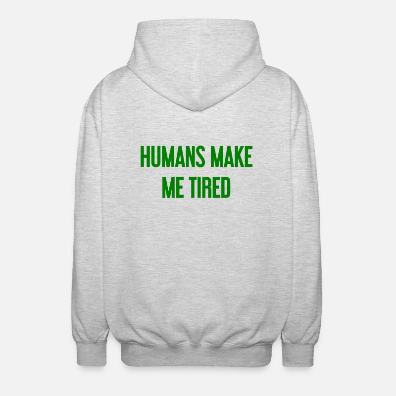 Menschen machen müde - Lustiger Spruch - Unisex Kapuzenjacke - Hellgrau meliert