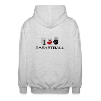 Basketball - Unisex Kapuzenjacke - Hellgrau meliert - Hinten - AI Model Male 185 light (185cm)