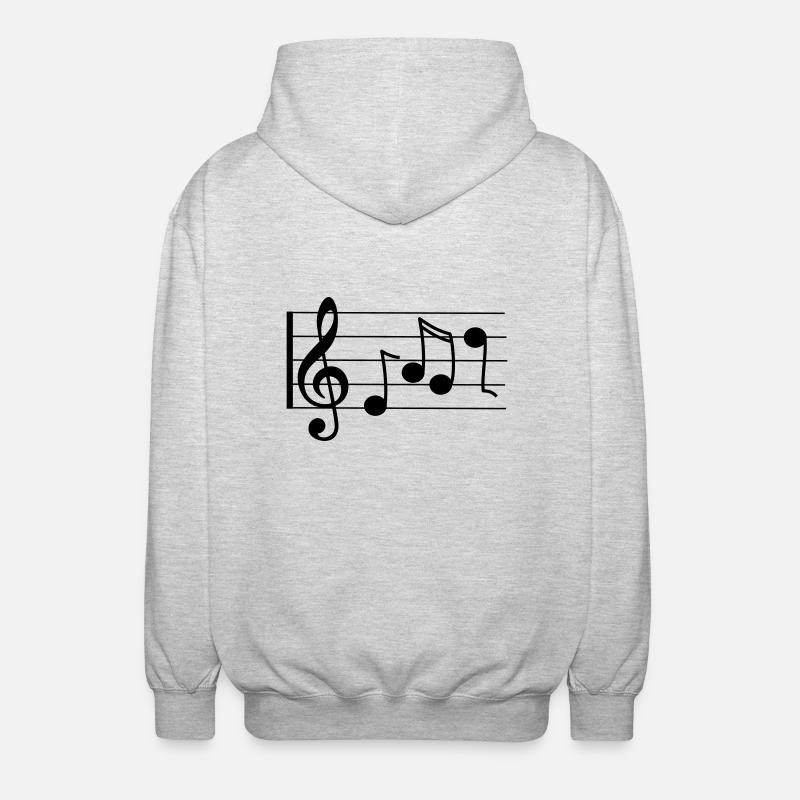 Treble staff with notes - Unisex Hooded Jacket - light heather grey