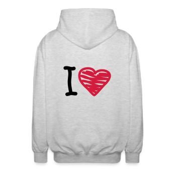 I_love - Veste à capuche unisexe - gris clair chiné - Dos - AI Model Male 185 light (185cm)